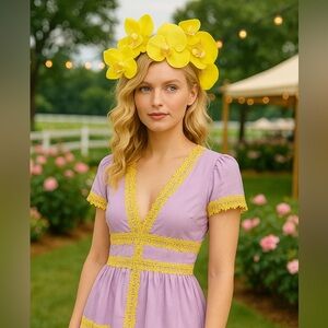 New Derby Hat Statement Yellow Orchid Fascinator Headband & Garden Party Ready